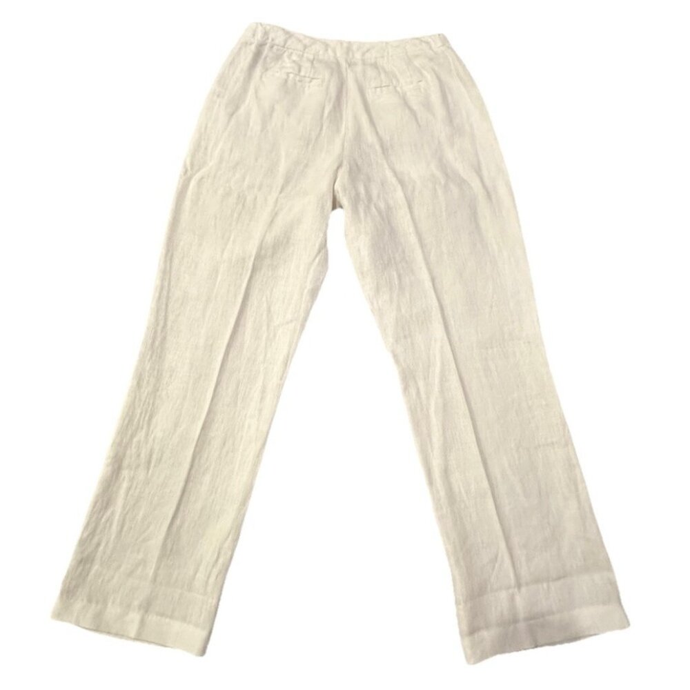 Coldwater Creek Women's Size 10p White Wide Leg 100% Linen Pants NWT